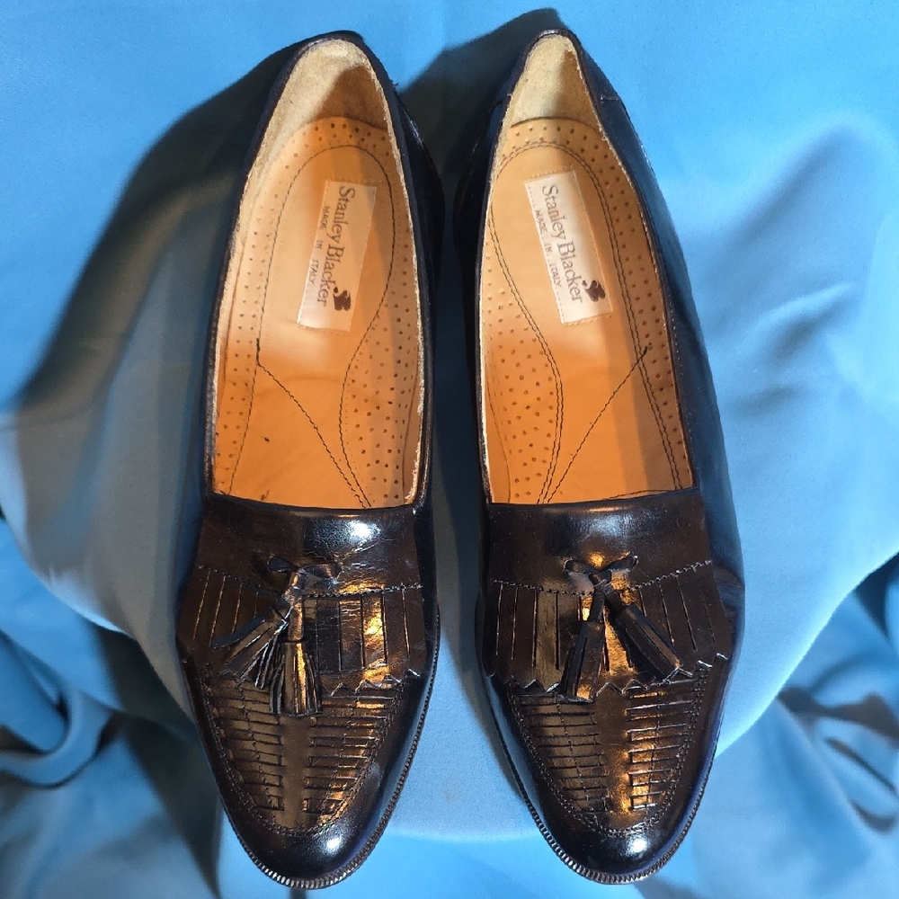 NIB Stalney Blacker Stylish Black Leather Tassel Loafers for Men, Size 11